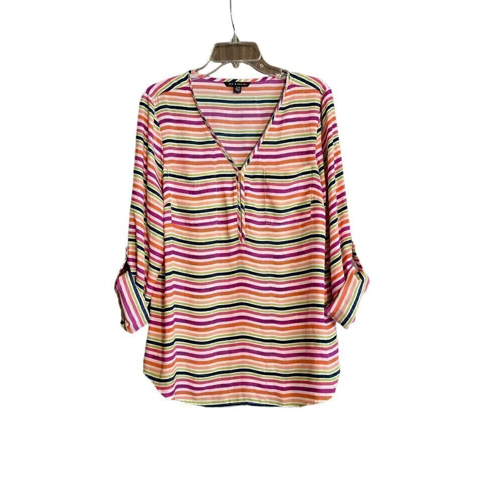 Women's Zac & Rachel Pullover Striped Blouse, XL Extra Large Top, Shirt